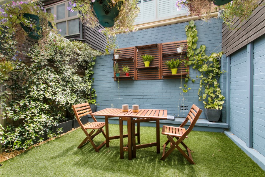 backyard patio blue