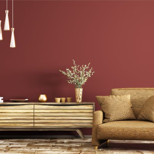 spiced red paint color in living room