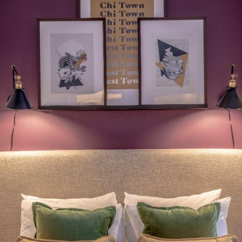 plum jewel tone paint color in bedroom