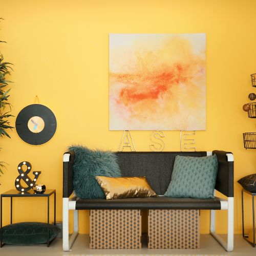 golden yellow paint color in living room