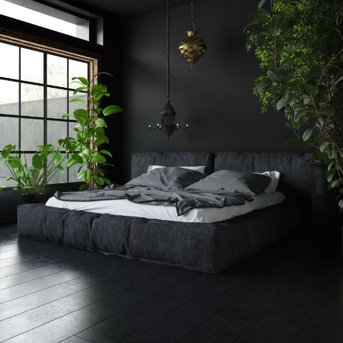 minimalist black bedroom