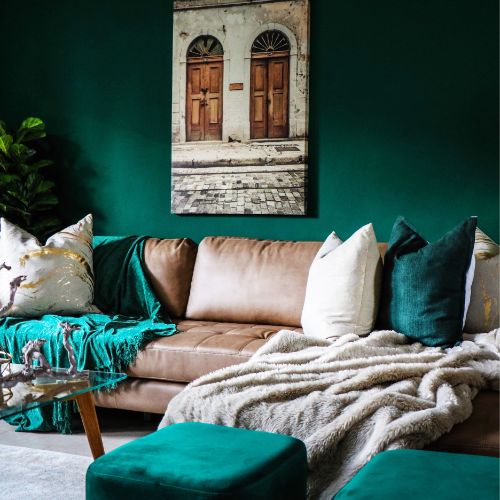 green living room hygge design