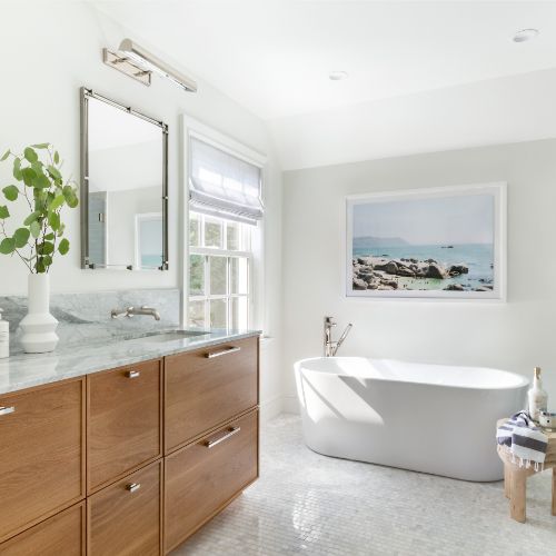 wood vanity zen bathroom