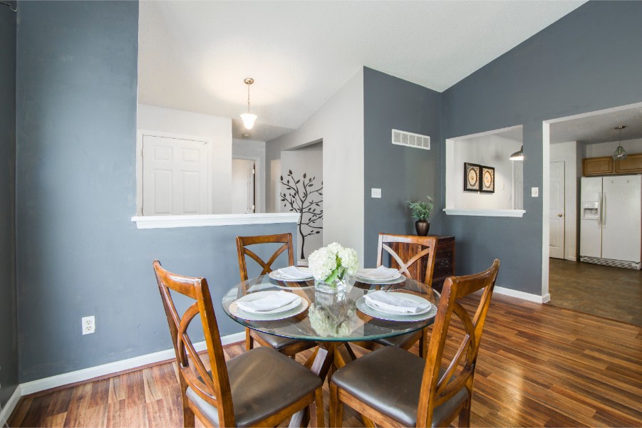 slate blue dining room