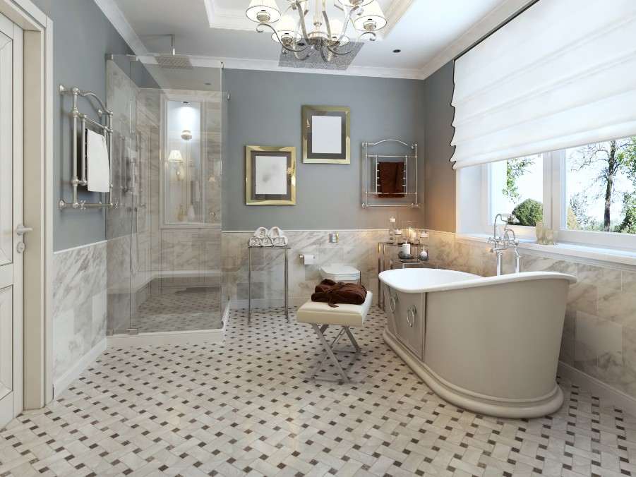 chalky blue master bathroom