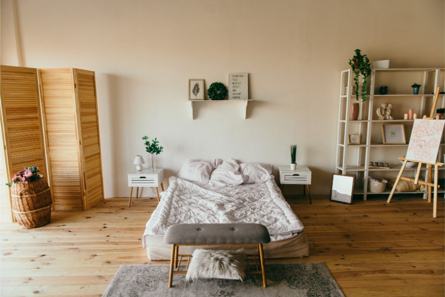 zen bedroom beige walls
