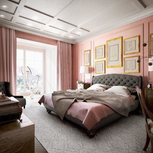 modern pink paint in bedroom