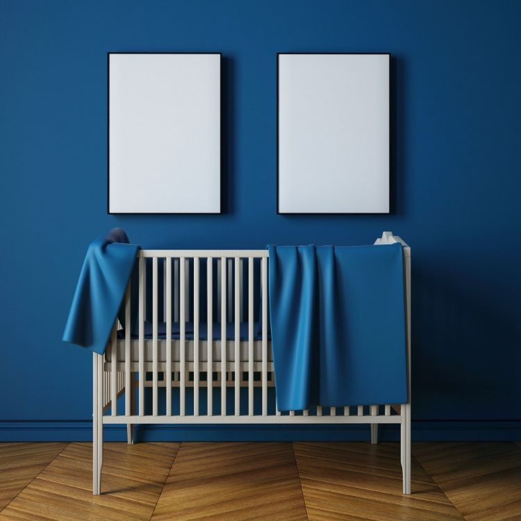 blue accent wall nursery paintzen