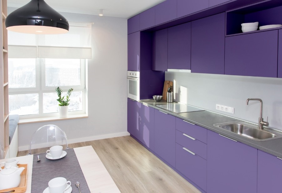 purple kitchen cabinets