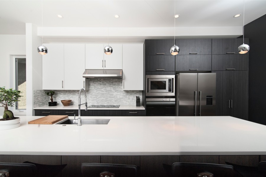 two tone cabinets white black