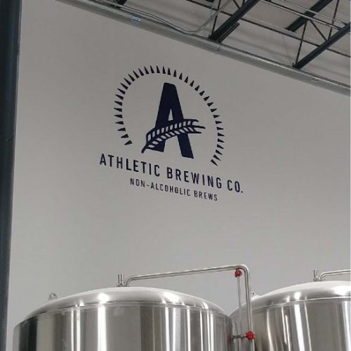 athletic brewing company wall logo