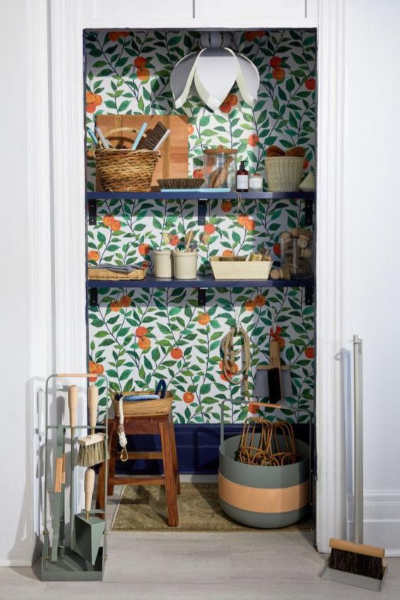 tangerine wallpaper closet