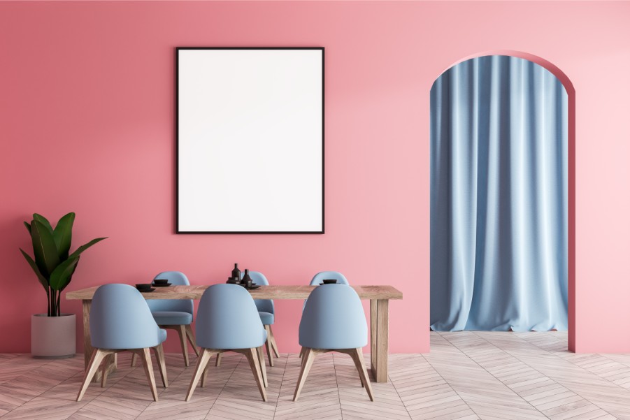 pink dining room blue curtain pink dining room blue curtain