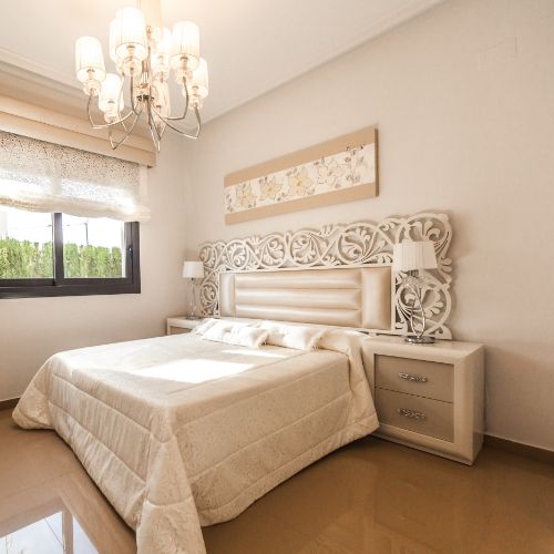 beige pink wall paint in luxurious bedroom
