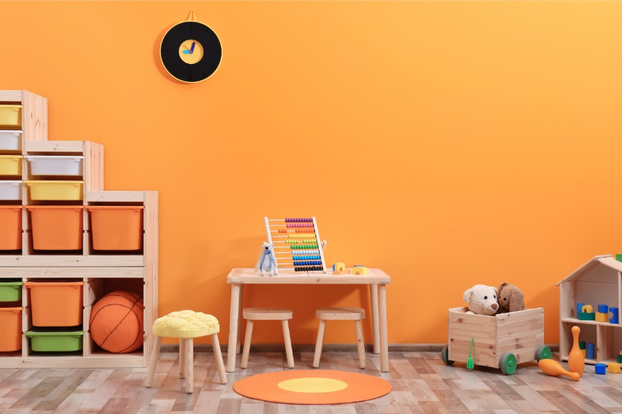 orange kids playroom