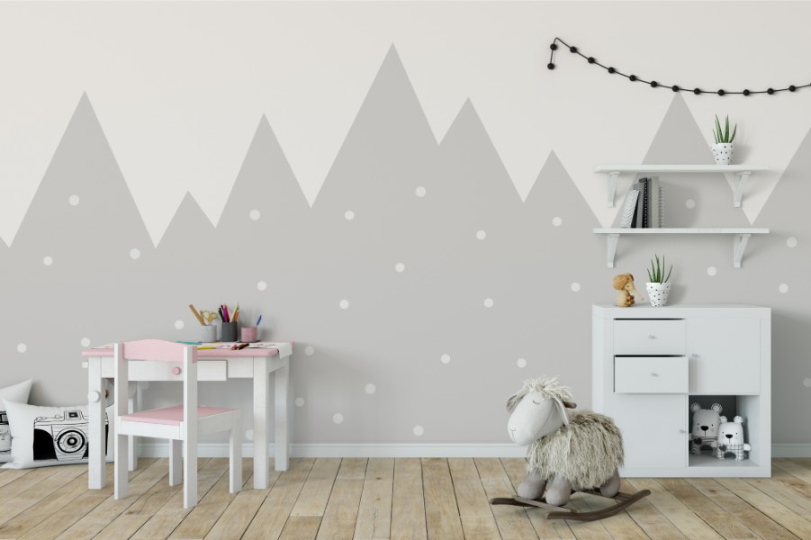 mural wallpaper with polka dots