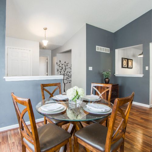 chalky blue dining room