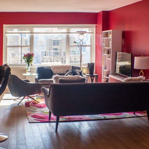 red living room in nyc