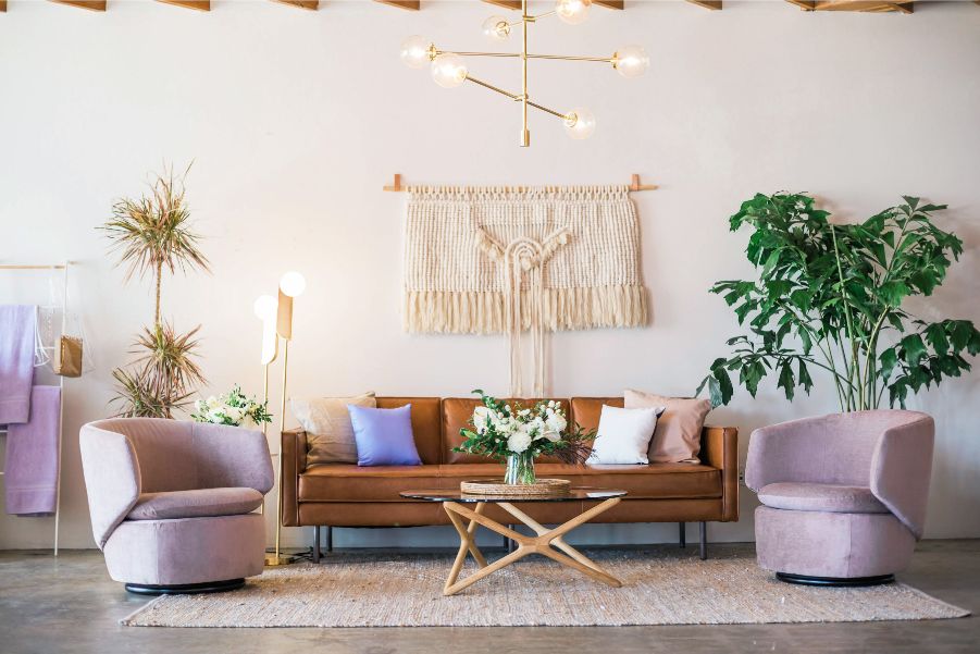 boho living room cream walls