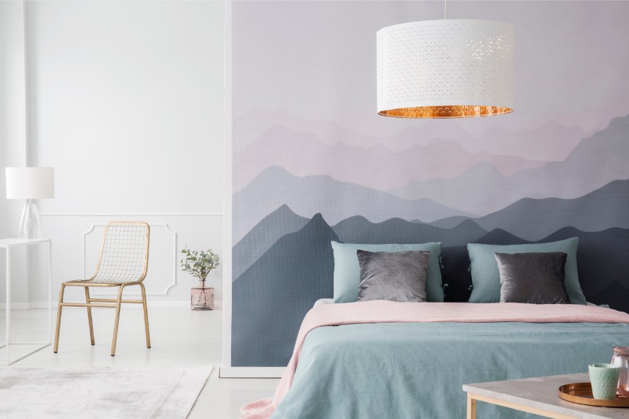 custom mural bedroom mountains