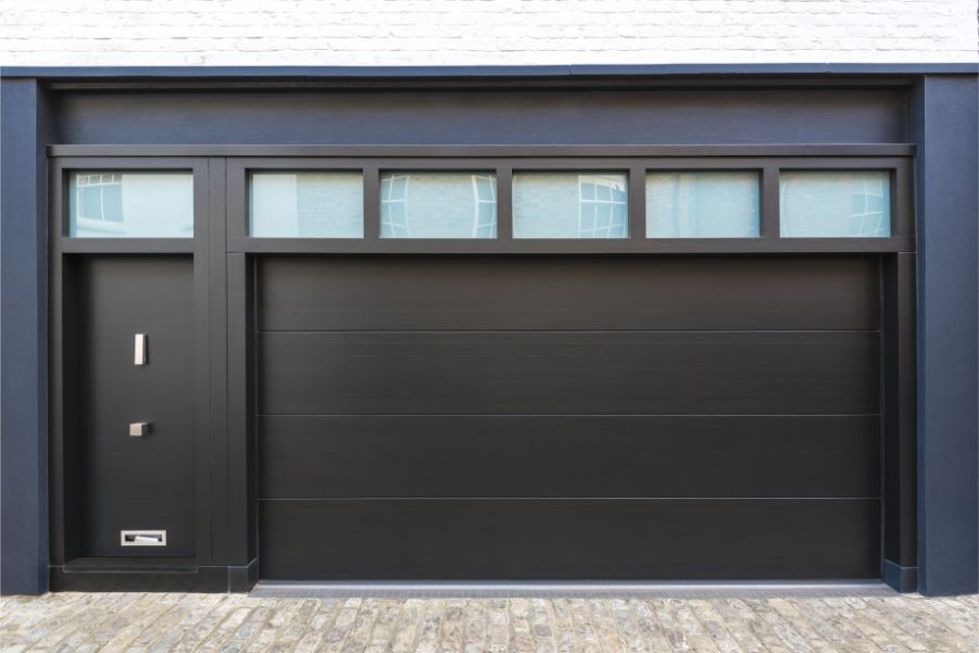 black garage door