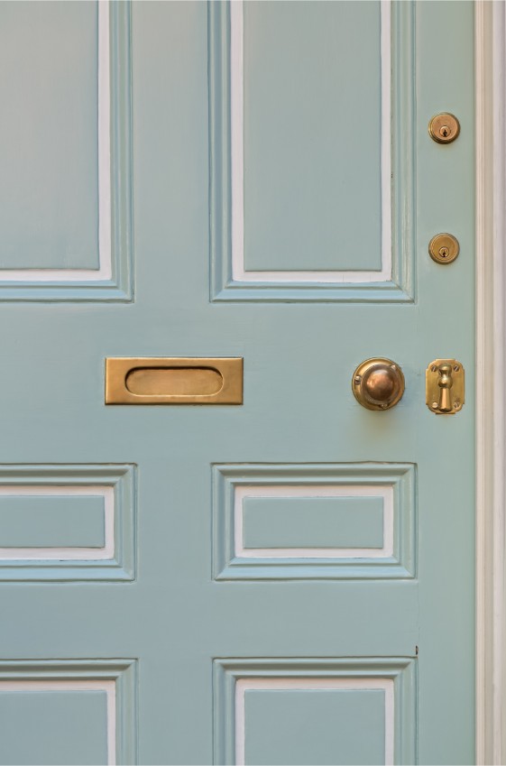 pale blue front door