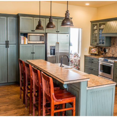 green kitchen cabinets