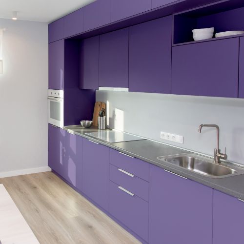 purple kitchen cabinets