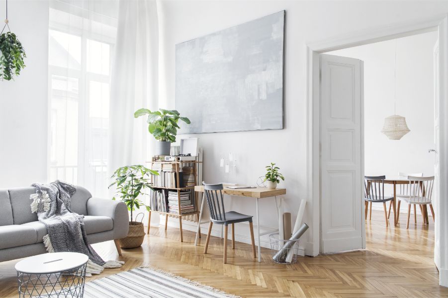 scandinavian open space living room