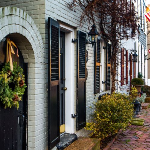 black door and shutters