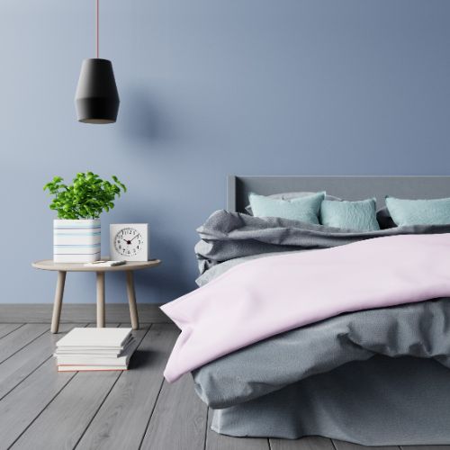 light purple blue paint color in bedroom