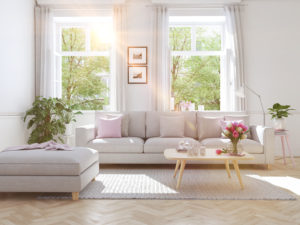 Modern living room with Spring decor